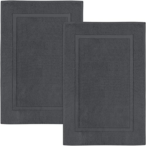 Utopia Towels - 2er Pack groß Badematte Badvorleger (53 x 86 cm) - 100% Baumwolle Frottee -Waschbare Badteppich (Grau)
