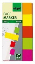 Sigel© Haftmarker Neon, orange, gelb, rot, grn, pink, 20x50 mm, 200 Streifen