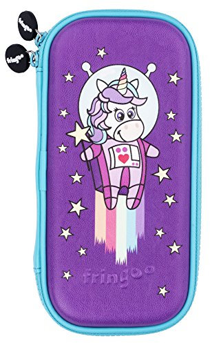 Fringoo – Federmäppchen für Kinder – Lila Einhorn-Design – Robuster Hartschalenbezug mit starkem Doppelreißverschluss – Schreibwaren-Organizer für die Schule