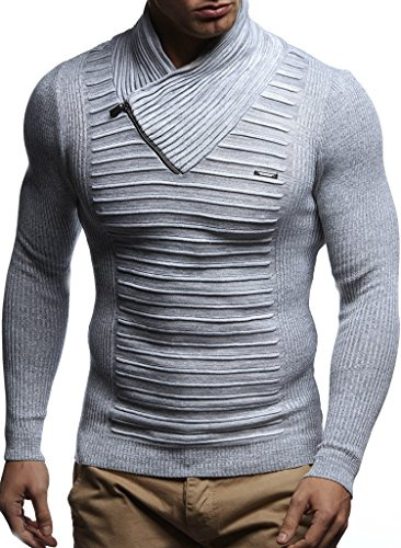 Leif Nelson suéter de Punto Fino Chal Collar de los Hombres LN-1535