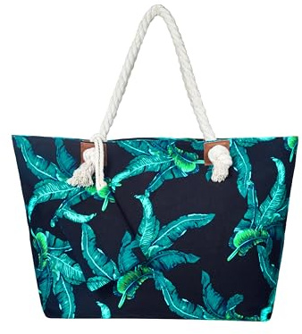 DonDon Strandtasche XXL mit Reißverschluss - Umhängetasche Damen, Shopper Tasche Damen im Beach Look mit Schulterriemen - Urlaub Must Haves Beach bag