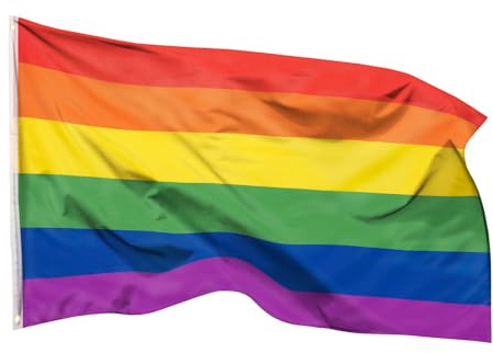 Aricona Regenbogen Flagge 90x150cm - wetterbeständige Pride Fahne mit Messingösen, 100% Polyester, robuste Doppelnaht & in lebendigen Farben - ideal für Flaggen-Liebhaber