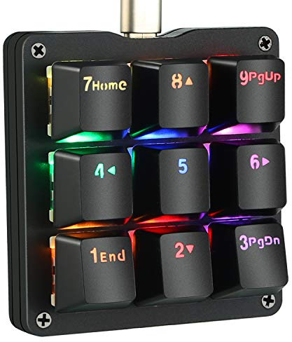 Koolertron Einhand Mini Tastatur mit 9 Voll Programmierbaren Tasten | Mechanische Gaming Tastatur mit RGB-Beleuchtung, Gaming Tastatur für Windows Mac Schreibkraft PC Gamer Spiele Büro Medien