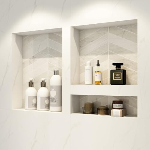 Uni-Green Shower Niche, Tile Ready Niche32 X20(16x20Single Shelf+16x20Double Shelf) Set of Two Organizer, Durable ABS, Easy Installation and Bonding Friendly,Niche for Bathroom Storage(Yellow)