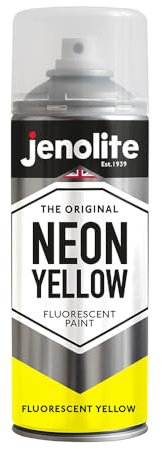 JENOLITE Vernice spray fluorescente | Giallo fluo | Vernice multi superficie ad alta visibilità | 400 ml
