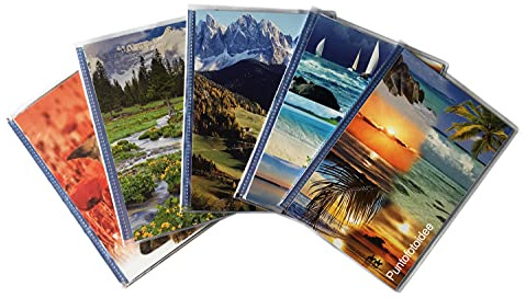 Puntofotoidee 5 Fotoalben, 13 x 19 cm, für 200 Fotos (je 40 Fotos) | Einsteckalbum mit Softcover Personalisierbar, Memostreifen, Sortierte Motive, Modell Clear