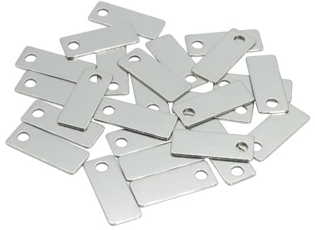 Metall-Gravur-Rohlinge Stempelrohlinge 304 Edelstahl Rechteckige Blanko-Anhänger 25 Stück 2,5 cm x 1 cm