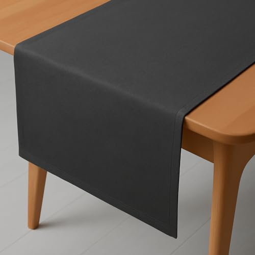 DecoHomeTextil Leinen Optik Tischläufer Läufer Eckig 40 x 100 cm Grau Anthrazit Abwaschbar Wasserabweisend Fleckschutz Pflegeleicht mit Saumrand