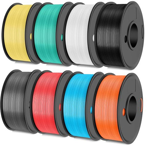 SUNLU 250G*8 PLA+ Filament Pack, Robustes PLA PLUS 3D Drucker Filament 1,75mm, 250g pro Spule, 8 Rollen, Schwarz+Weiß+Grau+Mintgrün+Zitronengelb+Sonnenorange+Rot+Blau
