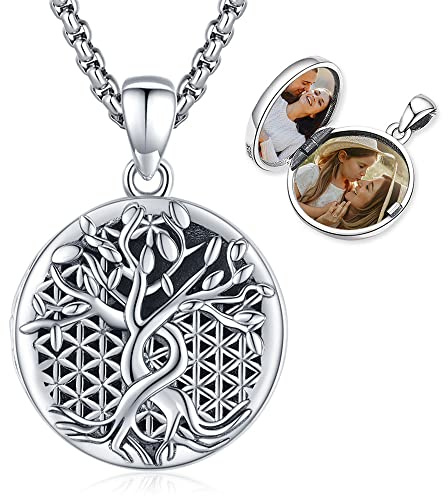 Eusense Medaillon zum Öffnen für Bilder Foto Medaillons Kette 925 Silber Anhänger Geschenke für Damen Mama Mädchen Tochter Muttertag Vatertag