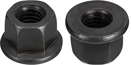 QUARKZMAN M10 Brida Hexagonal Tuercas de Bloqueo, 2uds Grado 8.8 Carbono Acero Negro Óxido Acabado Hex Brida Tuercas para Maquinaria