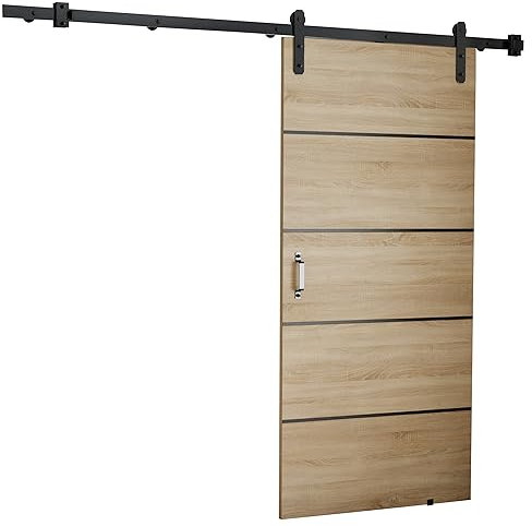 KIER FURNITURE Türen LORNI 90 Moderne Schiebetüren - Wandschiebetür - Universal Links und Rechts - Metallschiebesystem - Robust, Haltbar - Stabil, Langlebig - Eiche Sonoma B96xH205xT1,6 cm