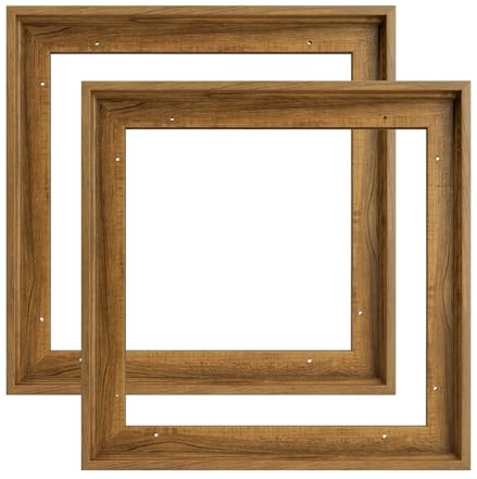 FOLKOR Canvas Floater Frame for 8x8 Prints or Oil Paintings, 2 Pack 0.9 Inch Depth Floating Frame for Stretched Canvas Art, Home Office Gallery Wall Decor, Horizontal or Vertical Display (Brown)