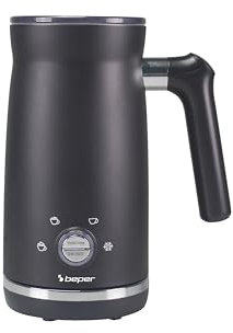 BEPER P101CAF001 Schiuma latte automatico, Monta latte con Coperchio, Riscaldare - 300 ml,Capacità 500 ml, Nero, Schiumino 4 Funzioni, Potenza 500W