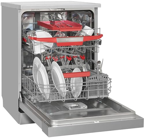 Exquisit® Lavavajillas 60Cm, Clase B, Acabado Inox,14 Servicios, 6 Programas, Display Digital, Indicador Falta Sal y Abrillantador, Inicio Diferido, Consumo 65 kWh/100ciclos, Medidas 84,5x59,8x60 Cm.