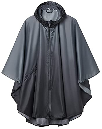 Vattentät regnponcho för vuxna, mångsidig regnkappa med huva, Tonad grå, one size