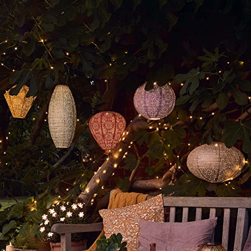 Lights4fun 5er Set LED Solar Lampion Tyvek Marokkanische Laterne Außenbereich Garten Beleuchtung Balkon Solarlampen für außen, D-SL220056789-24