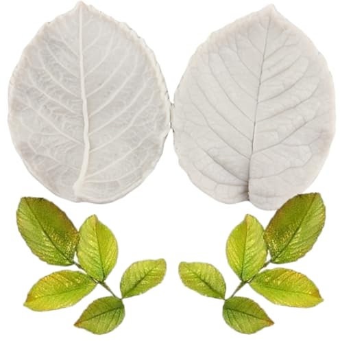 MINFEIDMS Blatt Blütenblatt Veiner Gum Paste Mold Rose Leaves Veined Silikonform Rosenblatt Fondant Form für Kuchen Dekorieren Cupcake Topper Candy Chocolate Gum Paste Polymer Clay