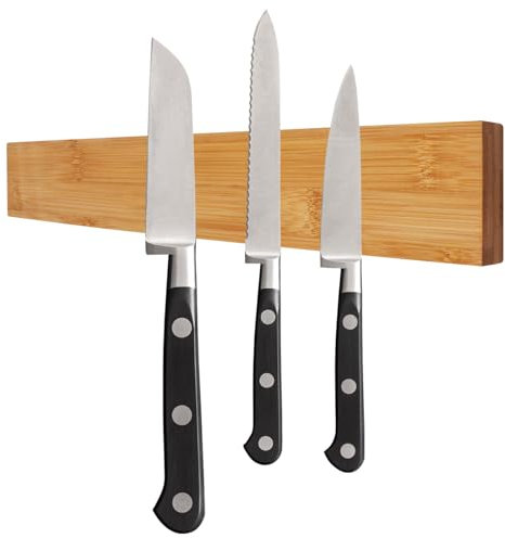 SWZHAI Messer Magnetleiste, Magnet Messerhalter für Wand 40.6 cm, Küchenmesser Magnethalter, Extra Starke Bambus Magnet Messerleiste für Werkzeug Küche Garage Werkstatt