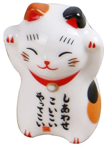 Tyenaza 5 Pièces Porte-Baguettes, Vaisselle en Céramique pour Chat Reste Mini Ornements De Chaton en Céramique Style Japonais pour Dîner Fourchette Cuillère Couteau Vaisselle