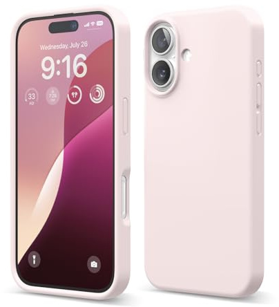 elago Silikon Hülle für iPhone 16 | Premium Silikon Handyhülle, Ganzkörper Schutzhülle [4 Lagige Stoßfeste Struktur], Mikrofaserfutter (Lovely Rosa)