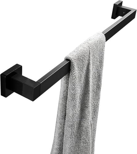Generisch Handtuchhalter Schwarz, Handtuchstange Edelstahl, Wand Handtuchregal Mit Bohren Wandmontage Für Dusche Badezimmer 80CM/90CM/100CM,40CM