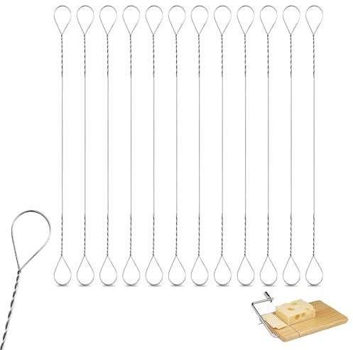 Giantree Lot de 12 fils de rechange pour trancheuse à fromage, fil de rechange en acier inoxydable de 14 cm pour couper le fromage, le marbre, le fromage, le beurre