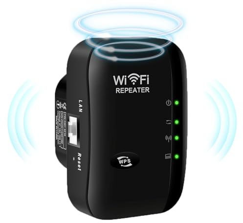 2026 Newest WiFi Extender Booster, WiFi Repeater for Home, WiFi Booster Range Extender, Covers up to 3600 Sq - With Ethernet Port, Quick Setup, Home Wireless Signal Booster, Uk Plug (Black)