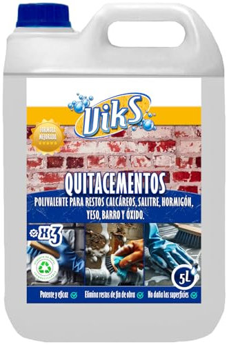 Viks | Limpiador de Cementos | Antisalitre | Elimina yeso, cemento y hormigon en hormigoneras | apto para placas de encofrado, suelos, y fachadas de ladrillo | 5 Litros