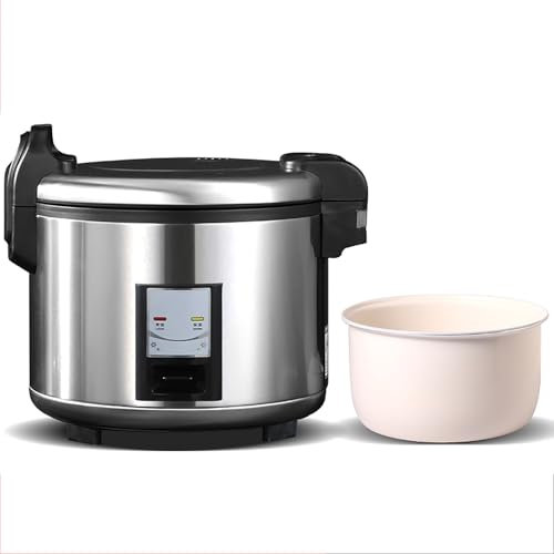 Olla arrocera comercial,Olla arrocera grande de acero inoxidable for el hogar,con olla interior antiadherente de esmalte cerámico,taza medidora y cuchara(8L-1300W)
