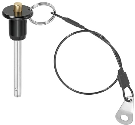 PATIKIL Spilla a Sgancio Rapido 3/16 x 1.18, Perno Bloccaggio a Sfera Acciaio Inossidabile 304, Perni Posizionamento Sicurezza con Pulsante, Cavo Sicurezza da 25 Cm (5 x 30mm)