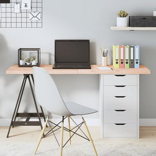 ShGaxin Tischplatte 140x60x4 cm Massivholz Eiche Unbehandelt, Arbeitsplatte, Holzplatte, Schreibtischplatte, Waschtischplatte, Küchenarbeitsplatte