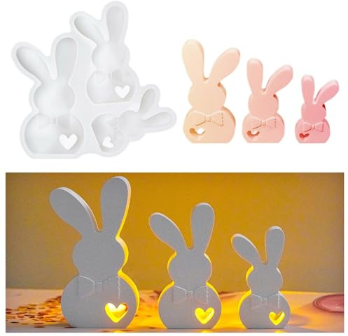 Silikonform Gießform Ostern Hase Osterhase Deko für Gips Kerzenhalter | Silikonformen Gießformen Hasen Frühling 3D Silikon Gießform Handwerk