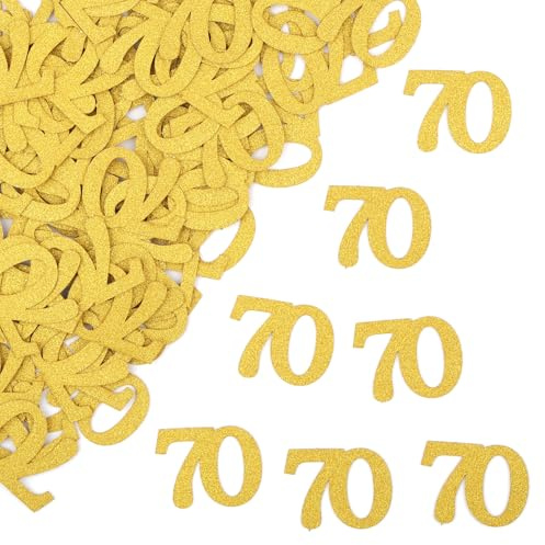 Konfetti 70 Gold Streudeko Deko, 100 Stück Tischdeko Geburtstag Mann Frau | Glitzer Groß Papier Confetti, 70 Zahlen zum Geburtstagsdeko Tisch, Eine festliche Atmosphäre schaffen