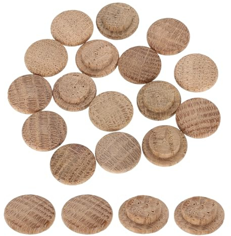 sourcing map Holzknopfstopfen, 12 mm, Hartholz, Schraubenloch, Pilz, Holzkappen, Knöpfe, Eichenholzstopfen für Möbel, Holzbearbeitung, Handwerk, Dekor (18 mm x 12 mm), 40 Stück