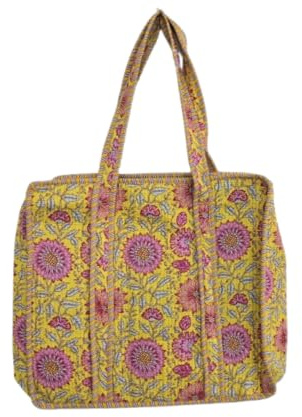 Aashita Creations Sac fourre-tout en coton matelassé, sac à bandoulière imprimé, sacs fourre-tout élégants pour courses
