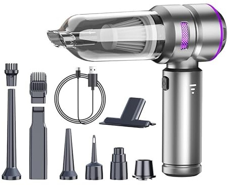 JOYHIAS Handstaubsauger, 25000Pa Handstaubsauger Akku, 3-Gang 8000 U/min Elektrische mit Bürstenloser Motor, Mini Staubsauger, Auto Kabellos Staubsauger für Büro Genutzt, Haus, Küche, Tierhaar