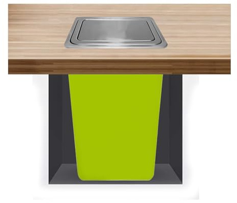 Cubo de Basura de Acero Inoxidable Integrado, conducto de residuos de plástico Simple para encimera, Bote de Basura apilable Integrado para gabinete de Cocina y Restaurante, Plateado, 430