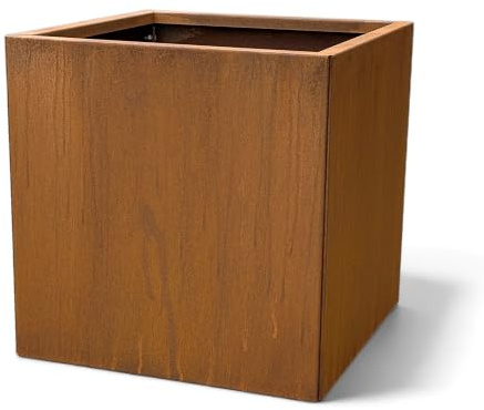 Czaja Cortenstahl Pflanzkübel 50x50x50 cm Fiorella - ohne Bodenplatte - Made in Germany - Rost Deko Blumenkübel quadratisch – wetterfest & langlebig – Garten Terrasse Balkon – Edelrost Pflanzgefäß