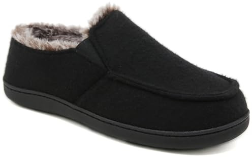 SMajong Chaussons pour Hommes Hiver Chaussures Chaudes pour la Maison Pantoufles de Mocassins Antidérapantes Slippers Intérieur Extérieur Noir 45 EU