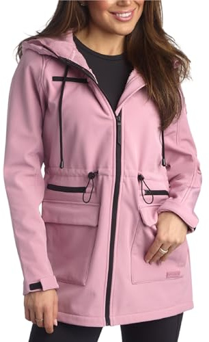 Spyder Womens Softshell Jacket - Wind and Water Resistant Lightweight Fleece Lined Cinched Waist Long Anorak Jacket, Size Medium, ASHEN LILAC