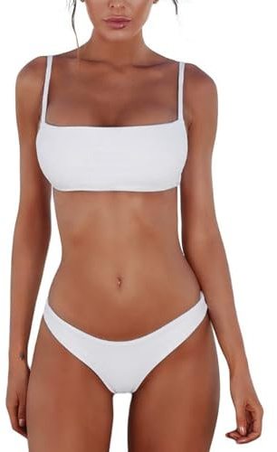 UMIPUBO Costume Donna Due Pezzi Bikini Perizoma Vita Bassa Sexy Brasiliana Abbronzante Tanga Triangolo Schiena Nuda con Coppe Mare Estivo Micro Costume da Bagno
