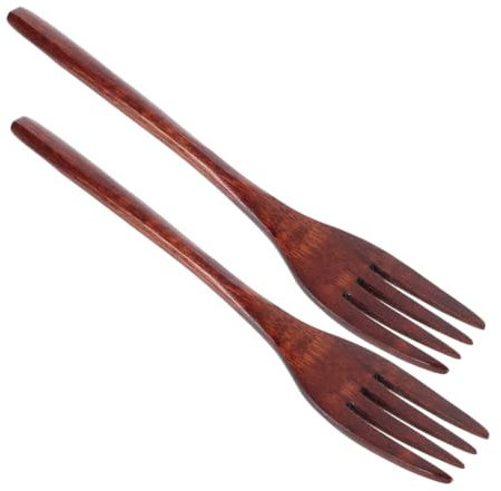 Mobestech Fourchettes à Salade en Bois 2 Pièces Marron, Manche Long | Ustensiles la Cuisine Bois, Fourchette Réutilisable, Fourchette de Service Bois, Lot Pratique pour Salade