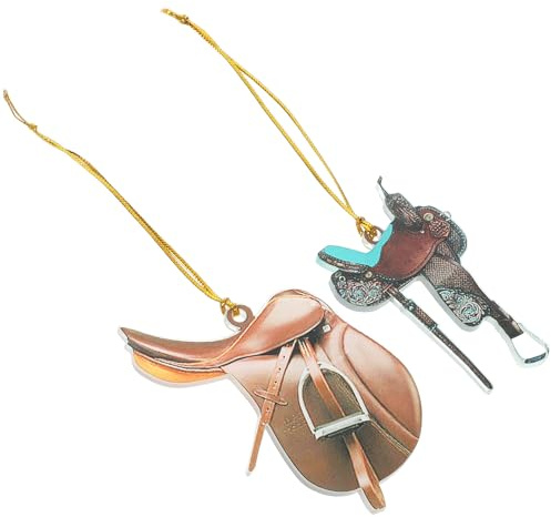 Supvox Pferdesattel Auto Hängedekoration 2 Stück Western Anhänger für Rückspiegel und Weihnachtsdeko im Auto