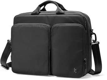 tomtoc arbetsväska för män 13‑16,2 tum, datorväska med axelrem Laptop Case | Utökbar förvaring för tillbehör och dokument, vattentåligt återvunnet material, robust konstruktion för arbete och daglig