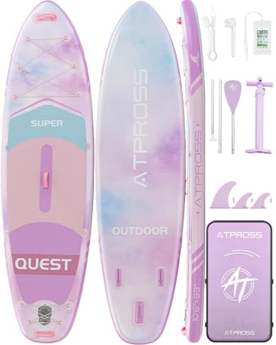 ATPROSS Stand Up Paddling Board, 320cm Stand Up Paddle mit Reichhaltigem Zubehör, SUP Board 200kg Tragkraft mit Eva-Rutschfestem Deck, Aufblasbare Paddleboard Geeignet für Erwachsene