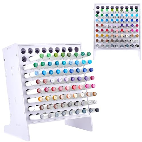 INTERWARM 1 Pack Art Marker Storage Organizer for 81 Markers, Art Brushes Stationary Organizer Pencil Holder Marker Rack with Removable Dividers for Colored Pencils Paint Brushes Home Office