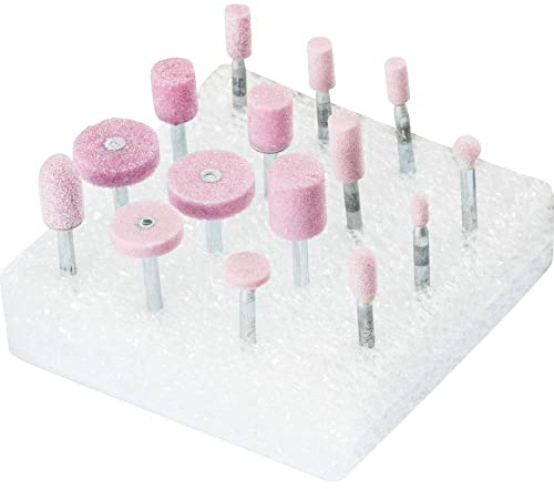 PFERD TOOLS Schleifstift-Set STEEL EDGE, 15-teilig, Schaft-ø 3 mm, fein, Edelkorund rosa, 33920231 – für den Kanteneinsatz auf Stahl und Stahlguss