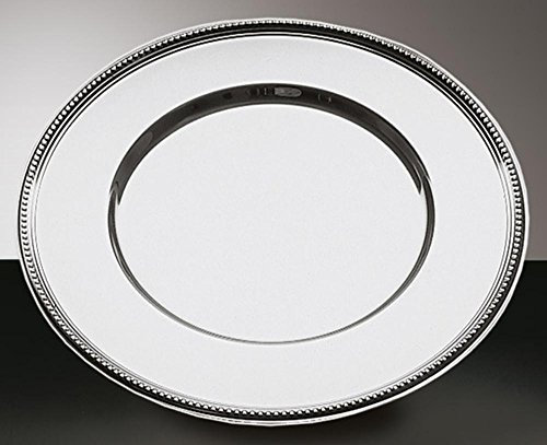 APS Set de table - assiette décorative hautement polie, Ø 33 cm de diamètre, set de table avec bord perlé, soucoupe en acier inoxydable, empilable, va au lave-vaisselle