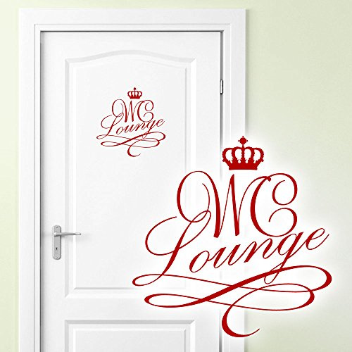 Grandora Wandtattoo Türaufkleber WC Lounge mit Krone I rot (BxH) 14 x 14 cm I Bad Badezimmer Toilette Aufkleber Wandaufkleber Wandsticker Sticker Tür W881